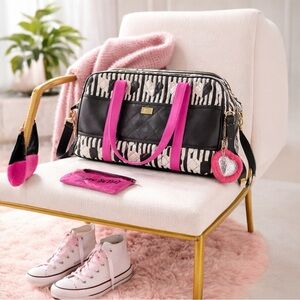 Love Betsey Quilted Piano Key Weekender Satchel Bag NWT